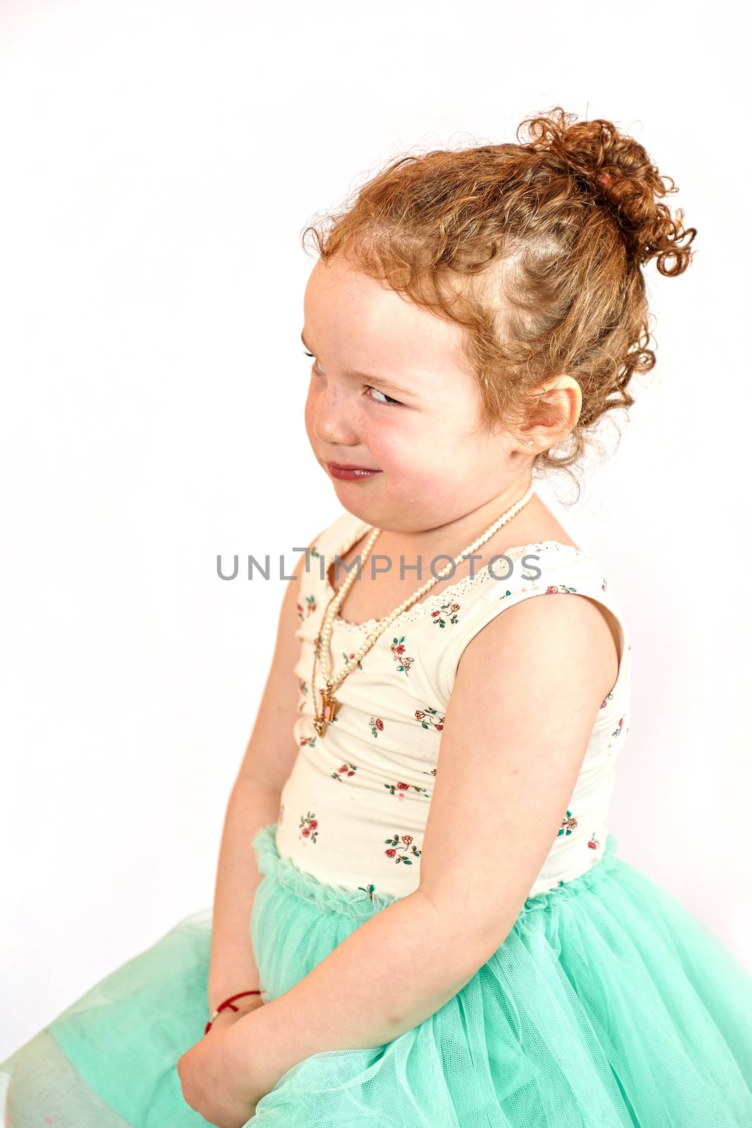 Little Girl Fashion Model in Green Dress by Multipedia