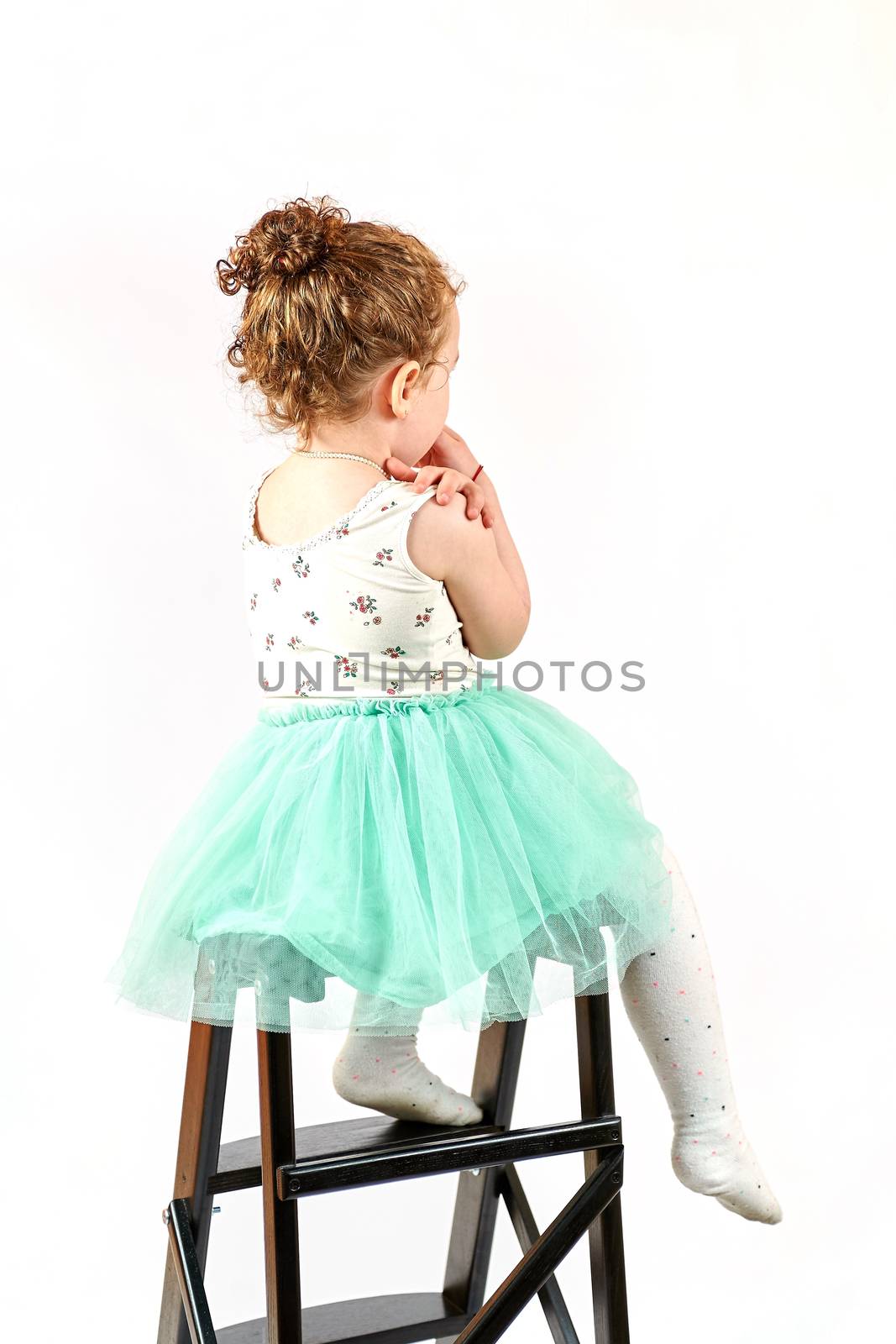 Little Girl Fashion Model in Green Dress by Multipedia