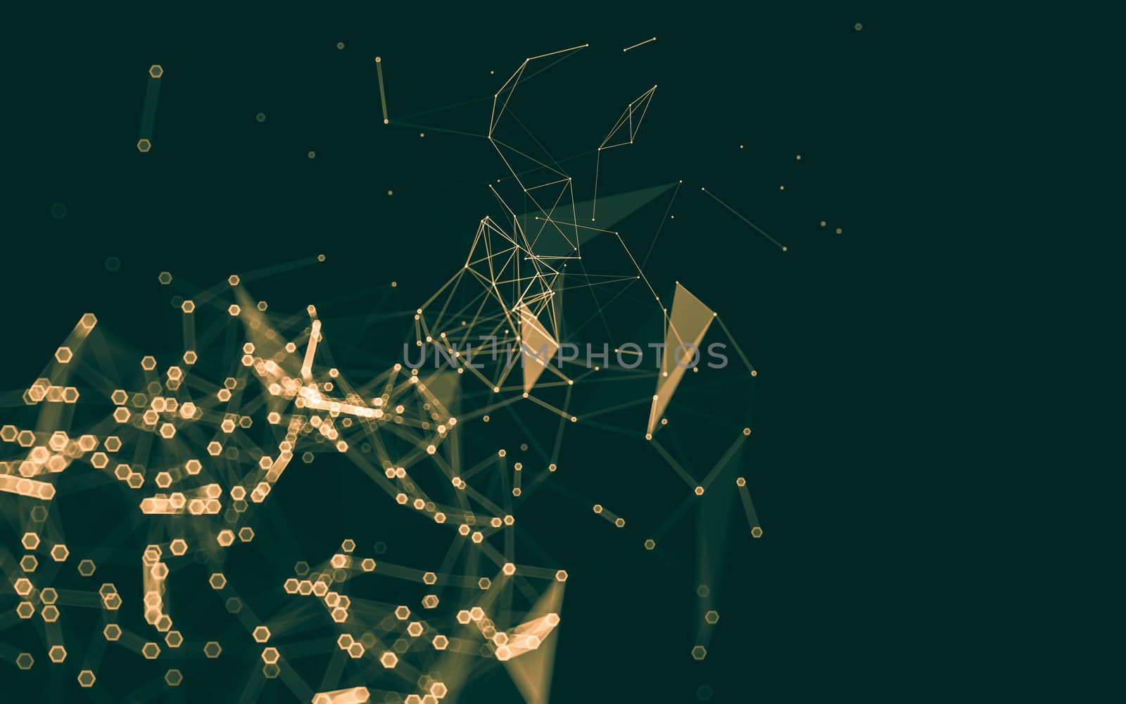 Abstract polygonal space low poly dark background, 3d rendering by teerawit