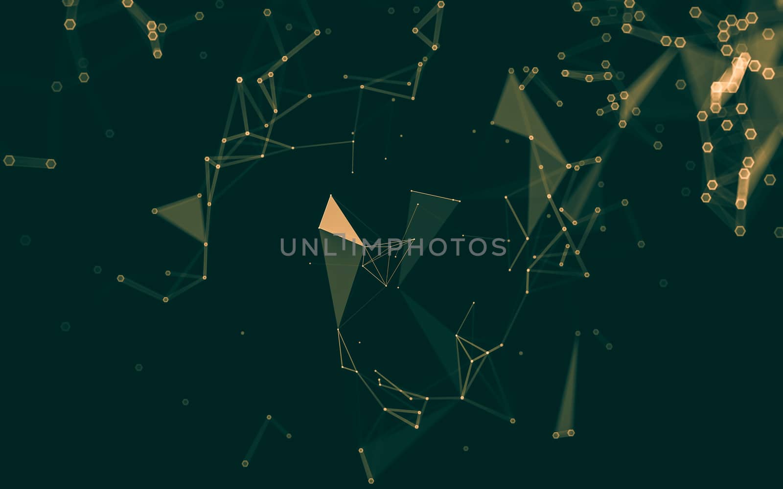 Abstract polygonal space low poly dark background, 3d rendering by teerawit