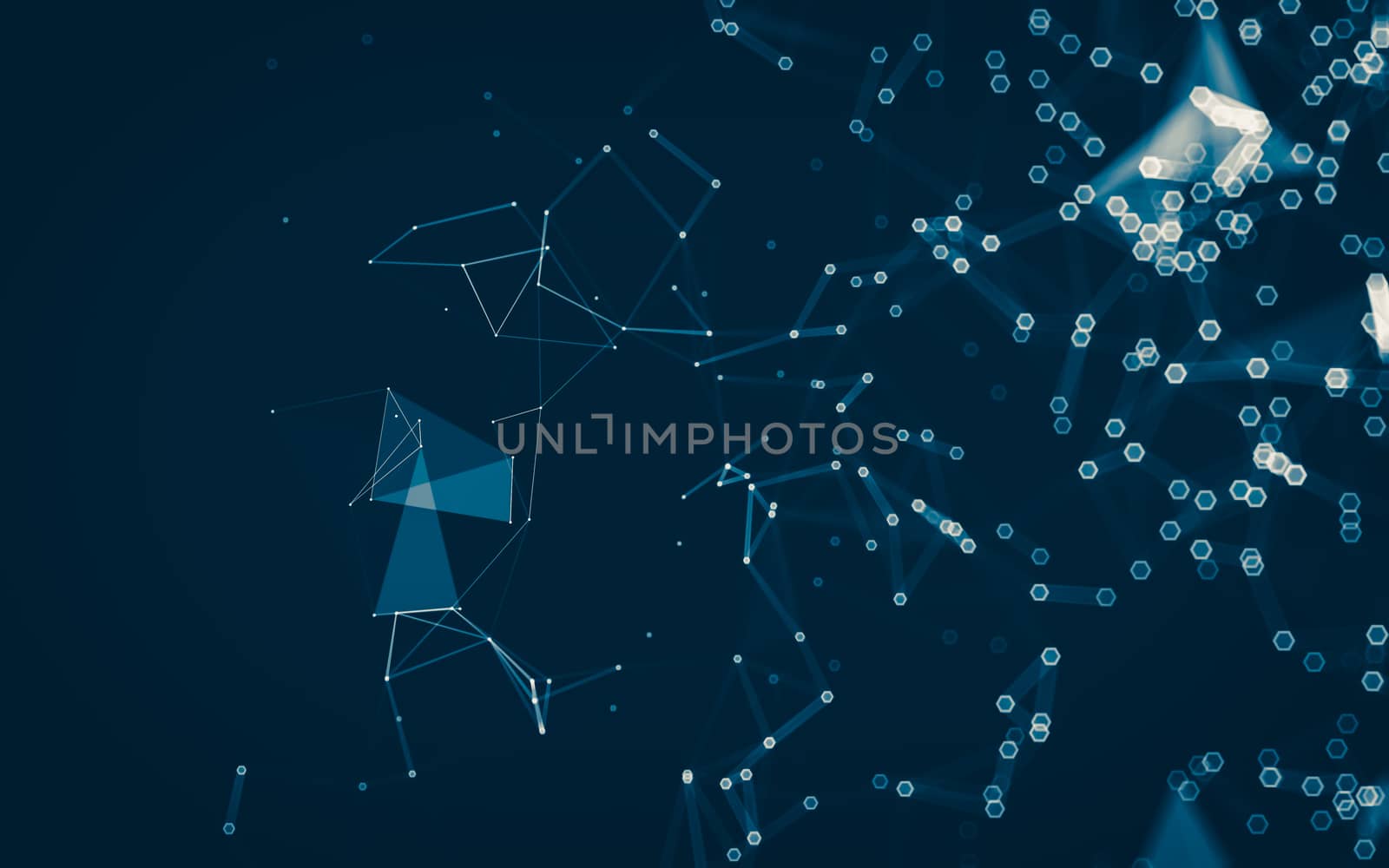 Abstract polygonal space low poly dark background with connecting dots and lines. Connection structure. 3d rendering