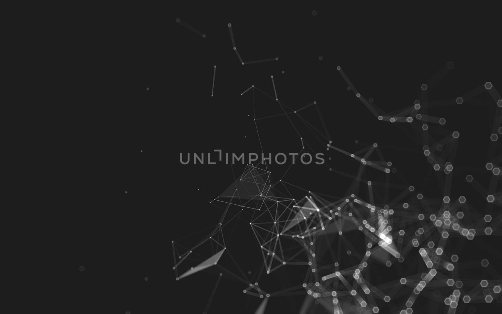 Abstract polygonal space low poly dark background, 3d rendering by teerawit