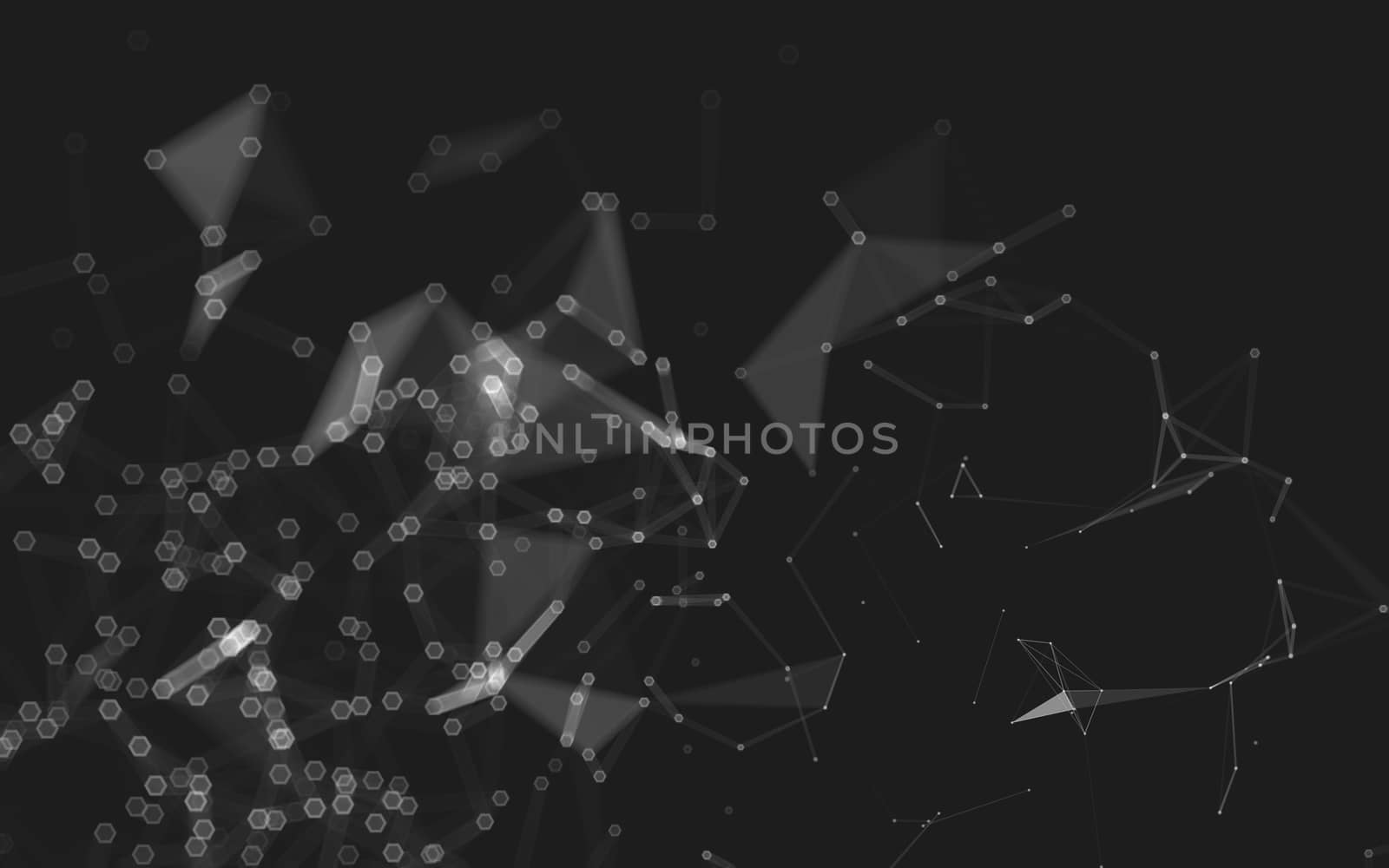 Abstract polygonal space low poly dark background, 3d rendering by teerawit