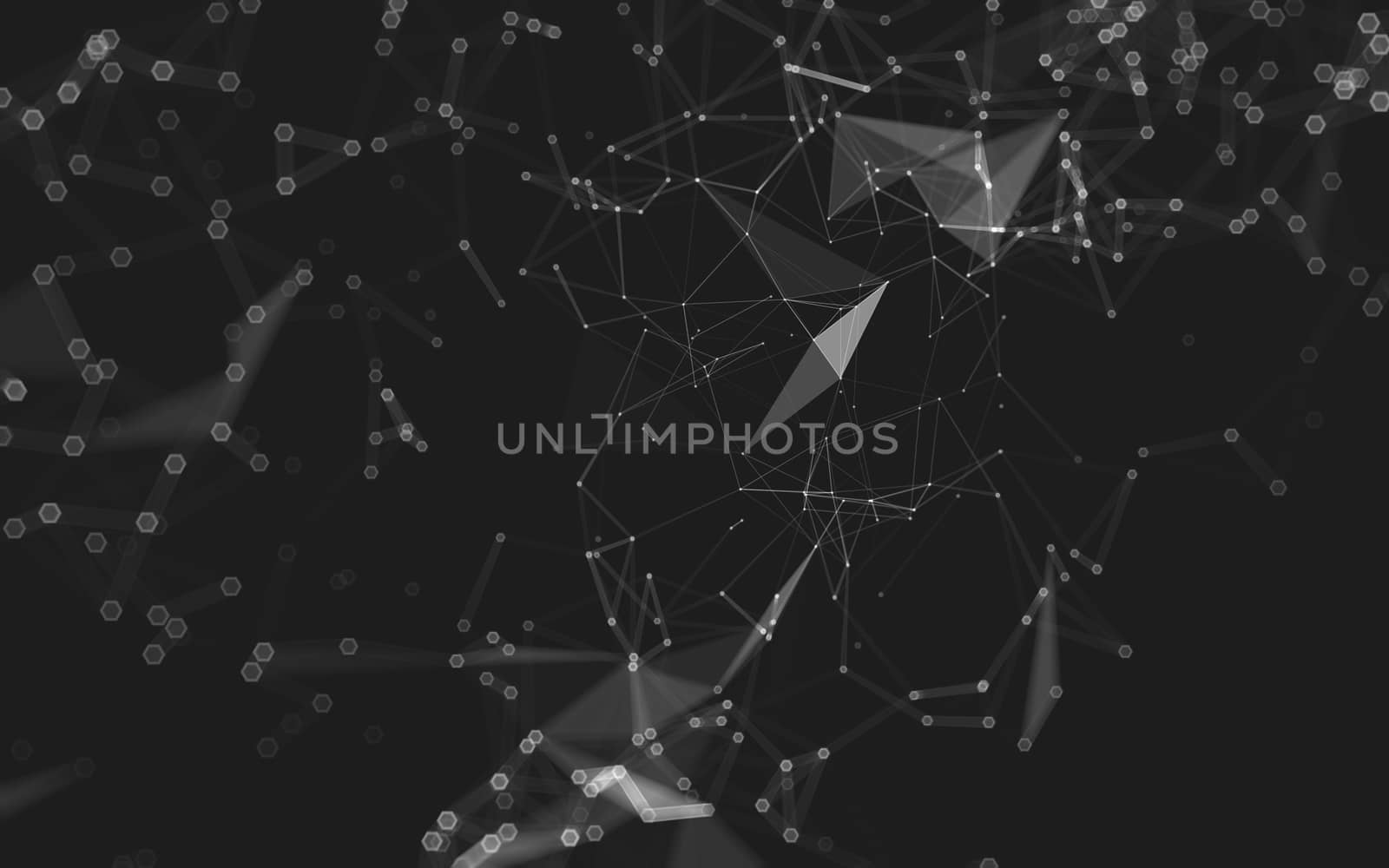 Abstract polygonal space low poly dark background, 3d rendering by teerawit