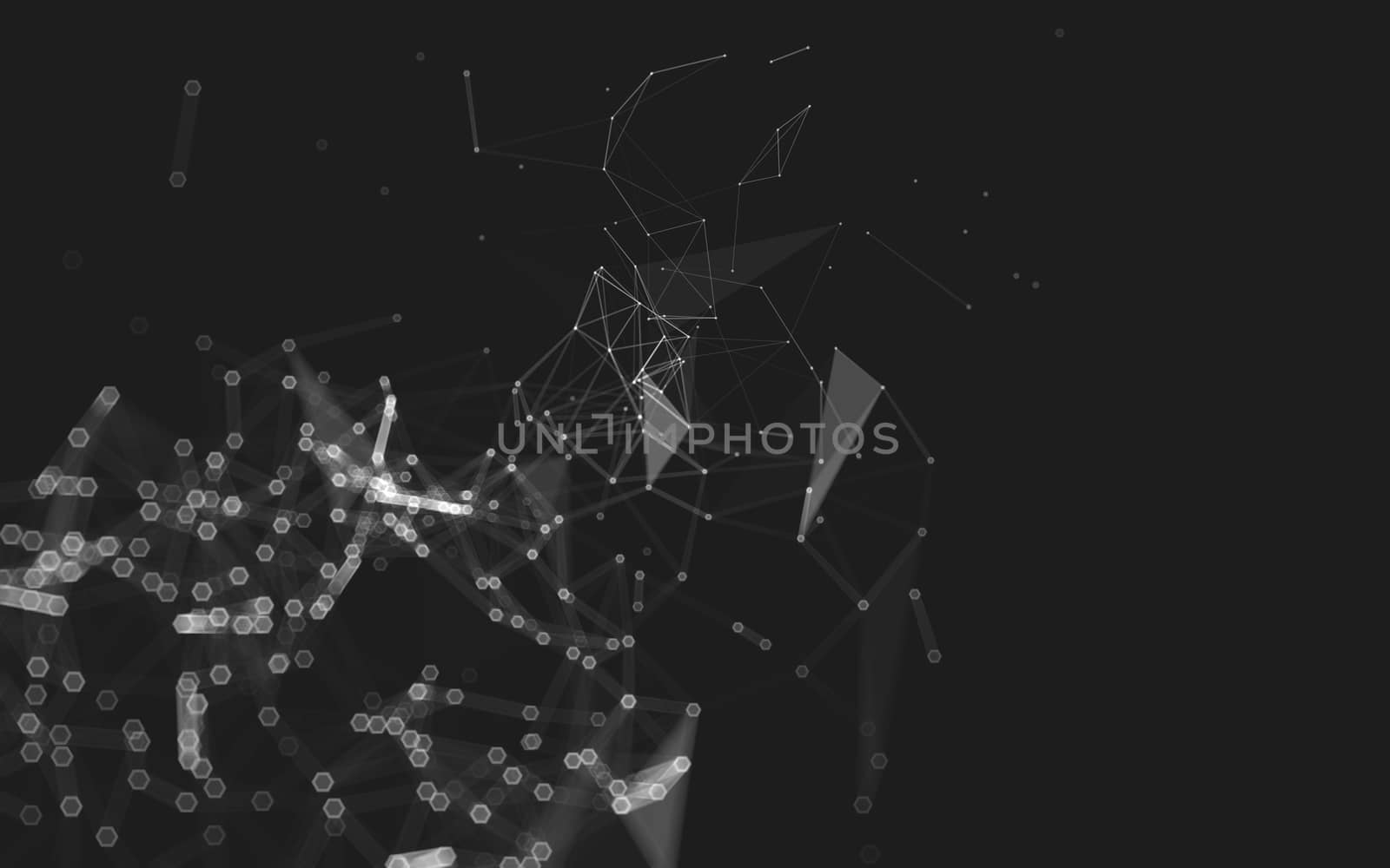 Abstract polygonal space low poly dark background with connecting dots and lines. Connection structure. 3d rendering