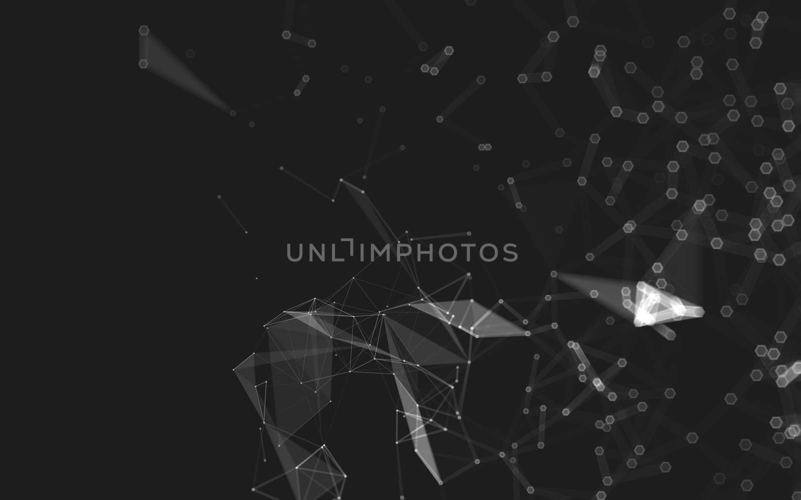 Abstract polygonal space low poly dark background, 3d rendering by teerawit