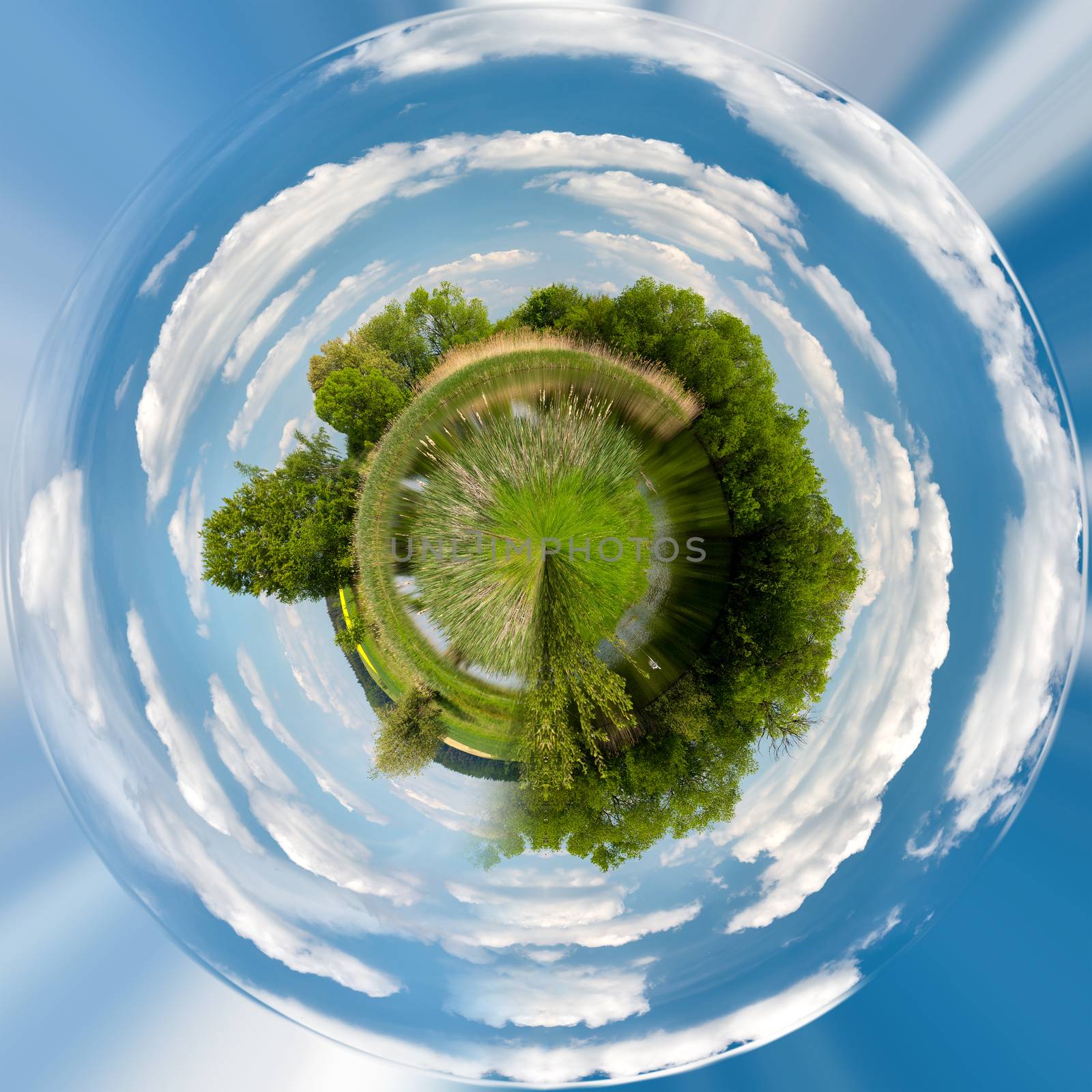 Beautiful summer rural landscape, tiny planet by artush