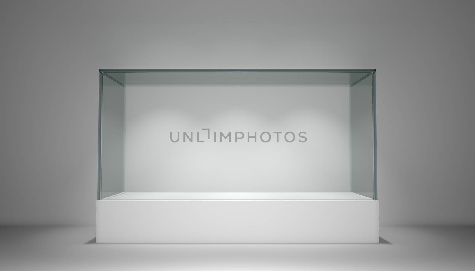 Empty glass showcase, exhibition copy space by cherezoff