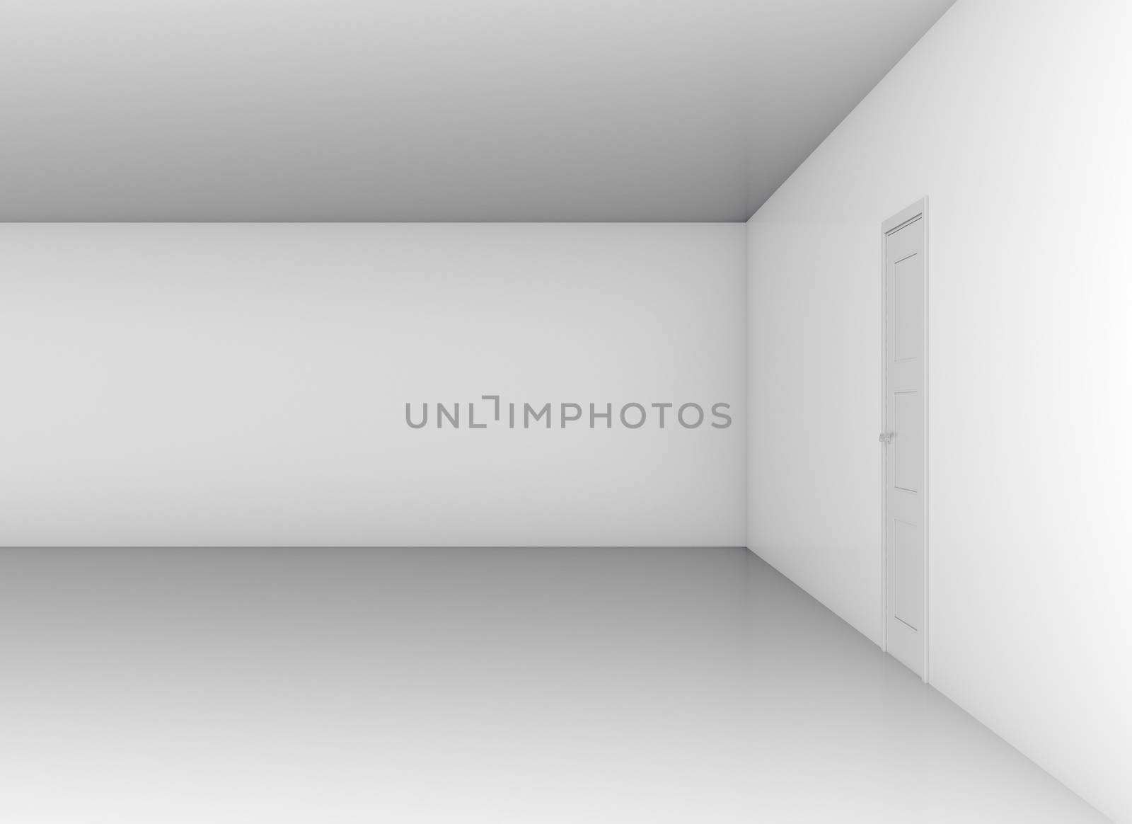 Classical closed door in white office wall by cherezoff