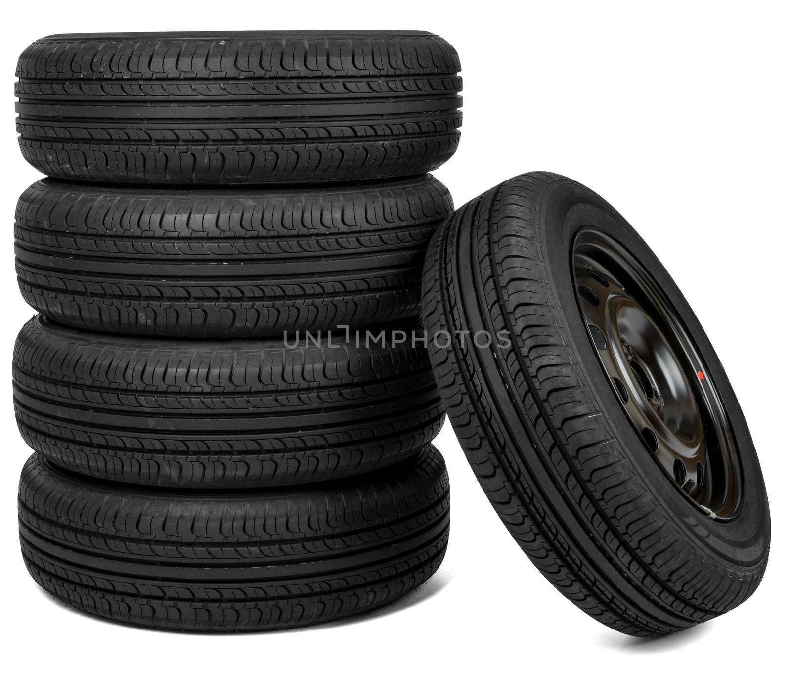 Front view photo of some tires. Isolated by cherezoff