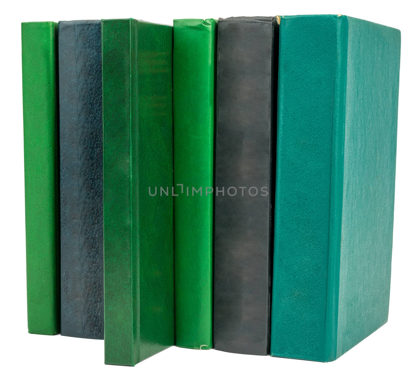 Book set isolated on white background, closeup