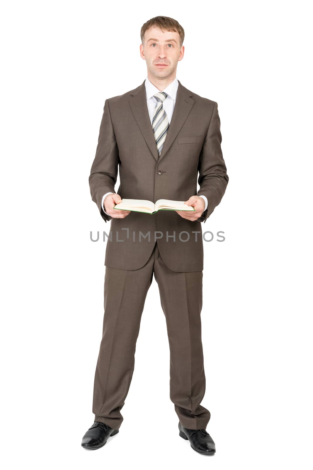 Businessman holding open book by cherezoff