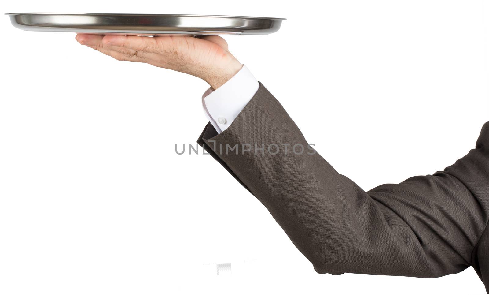 Hand holding tray by cherezoff