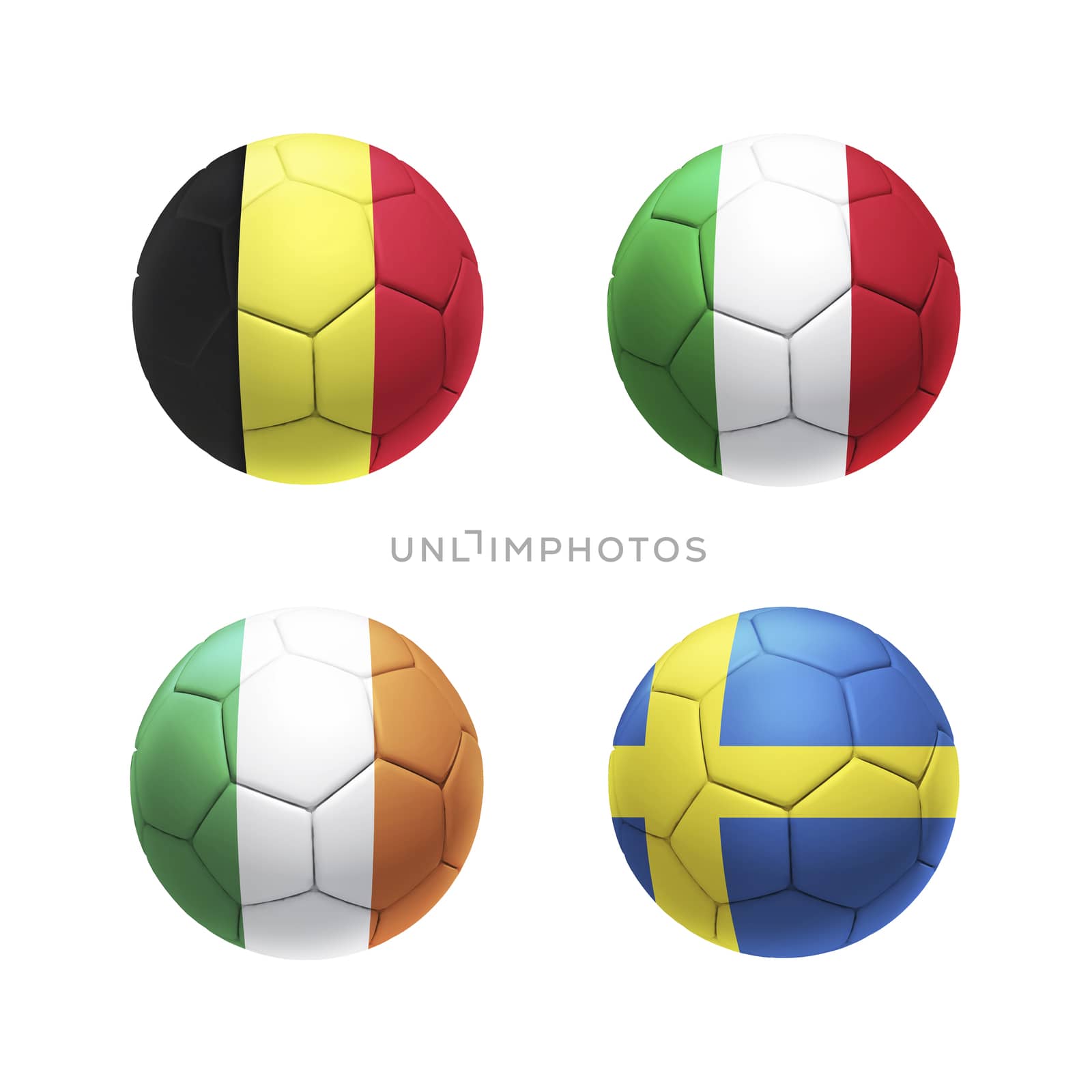 3D soccer ball with group E teams flags by koson