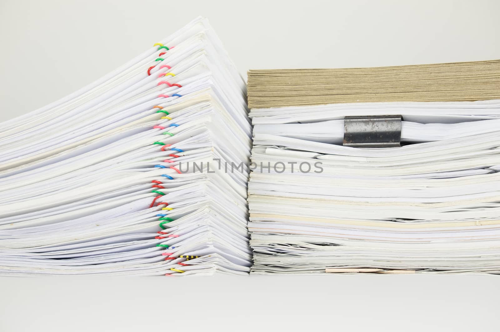 Overload paperwork have blur envelope on document with white background by eaglesky