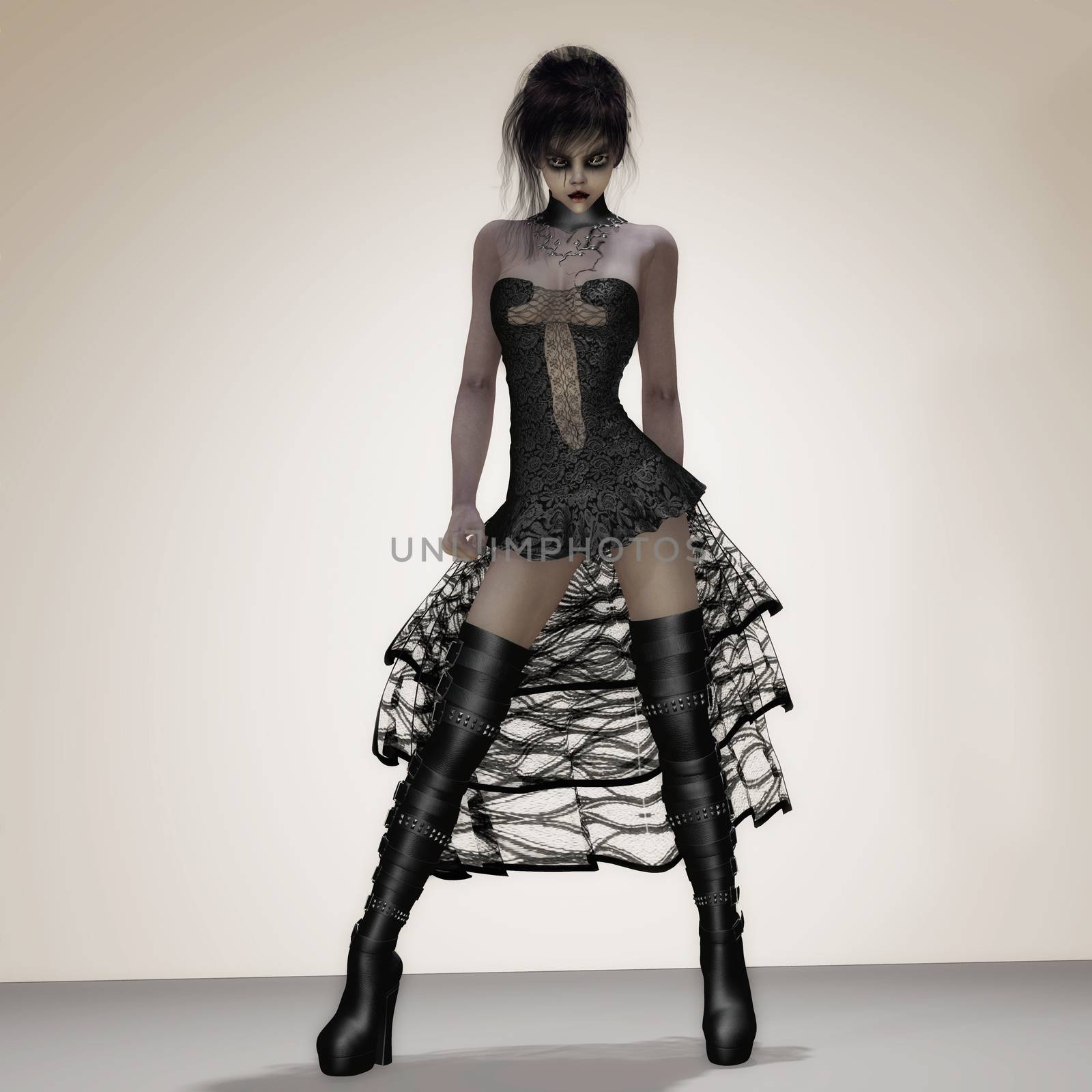 3D Illustration; 3D Rendering of a gothic Female