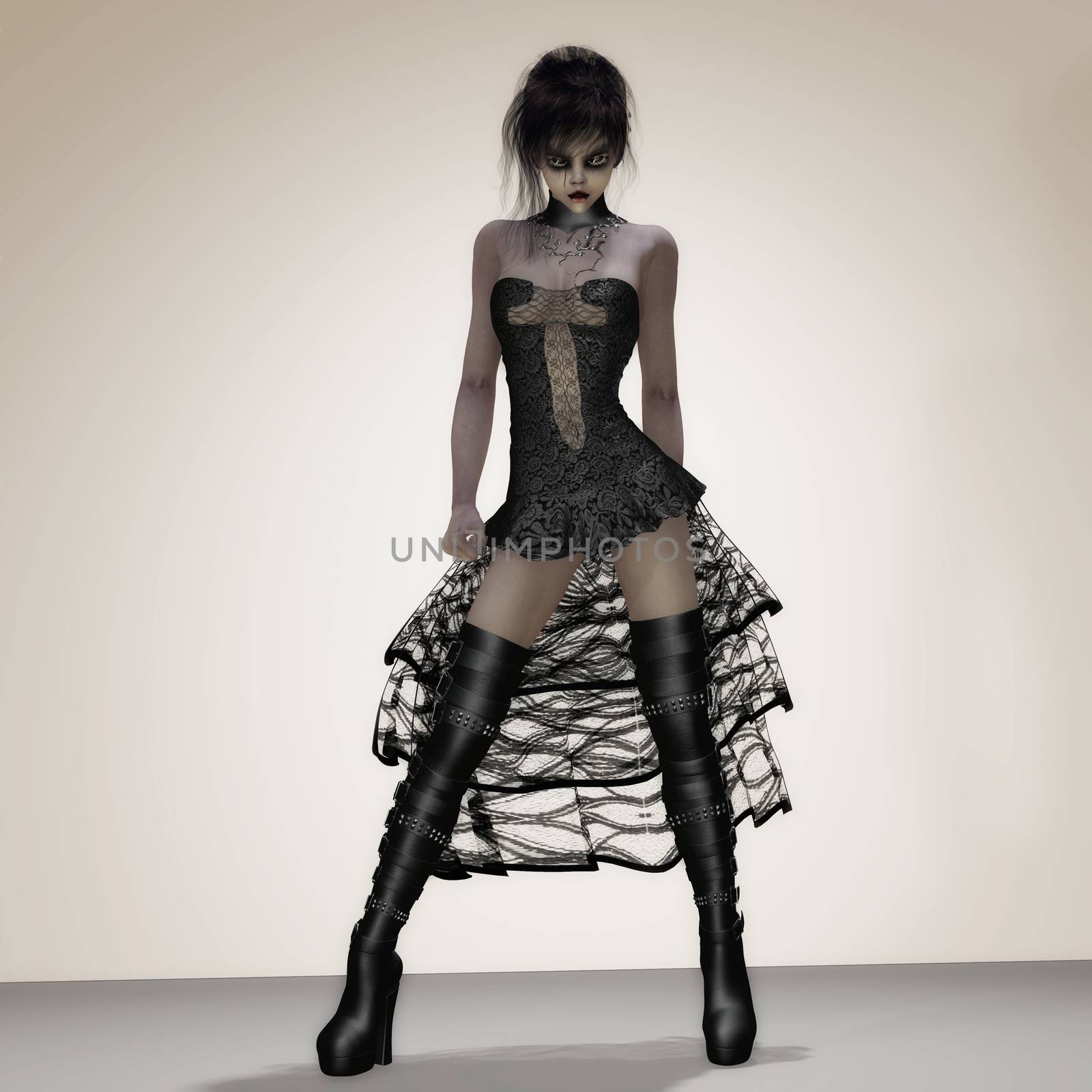 3D Illustration; 3D Rendering of a gothic Female by 3quarks