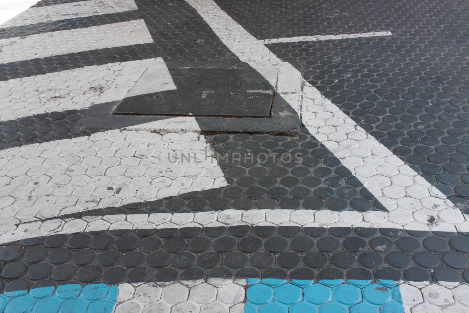 A brick walkway lined block traffic.