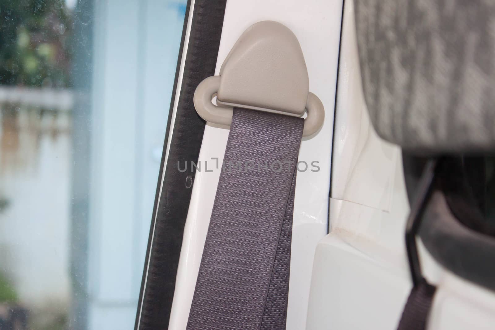 closeup automobile safety belt (seat belt)