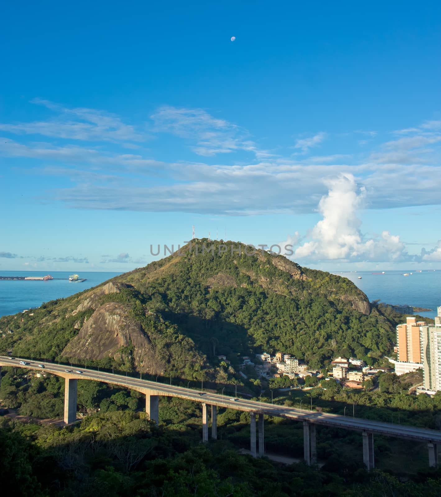 View of third bridge and Moreno hill