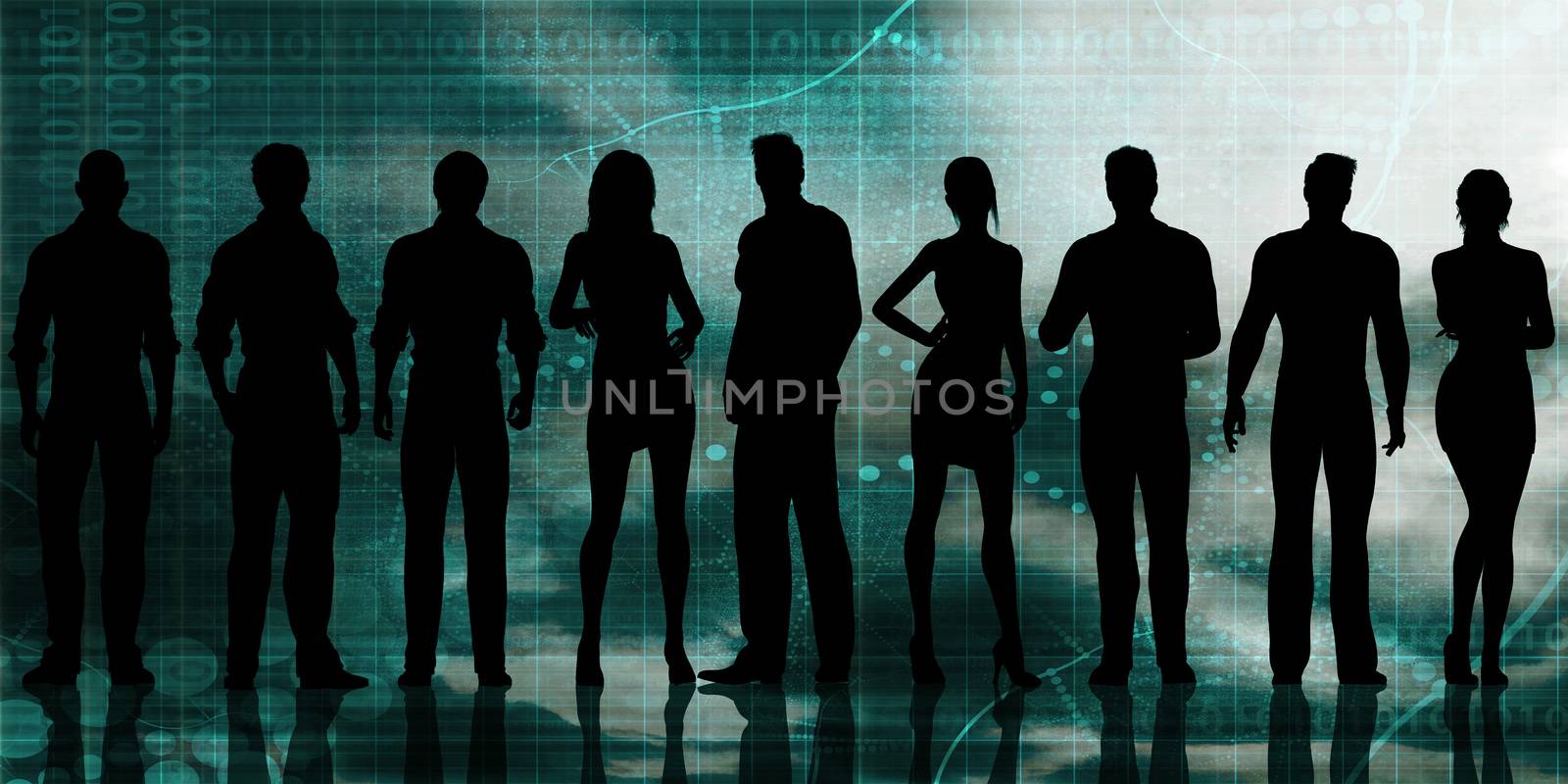 Business Executives Standing Against the Background as Art