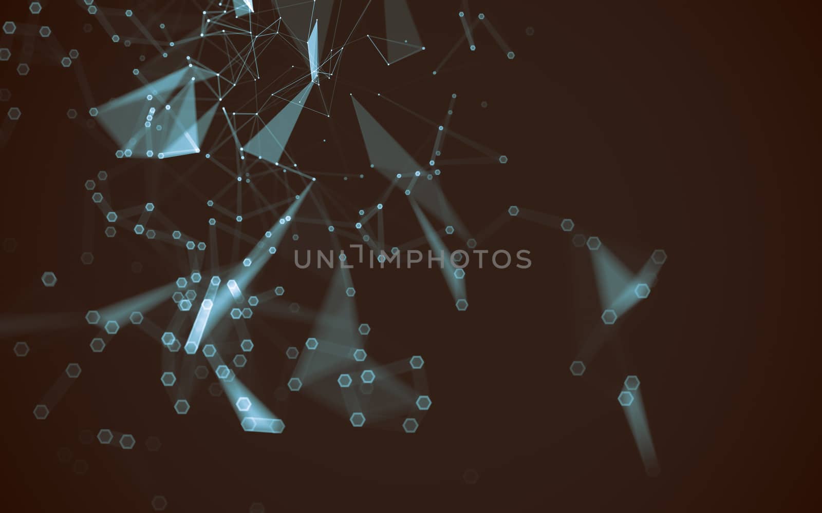 Abstract polygonal space low poly dark background with connecting dots and lines. Connection structure. 3d rendering