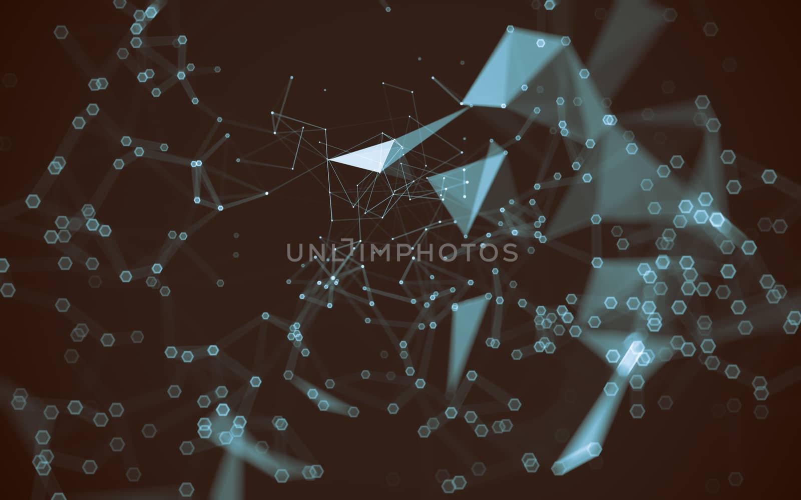 Abstract polygonal space low poly dark background with connecting dots and lines. Connection structure. 3d rendering