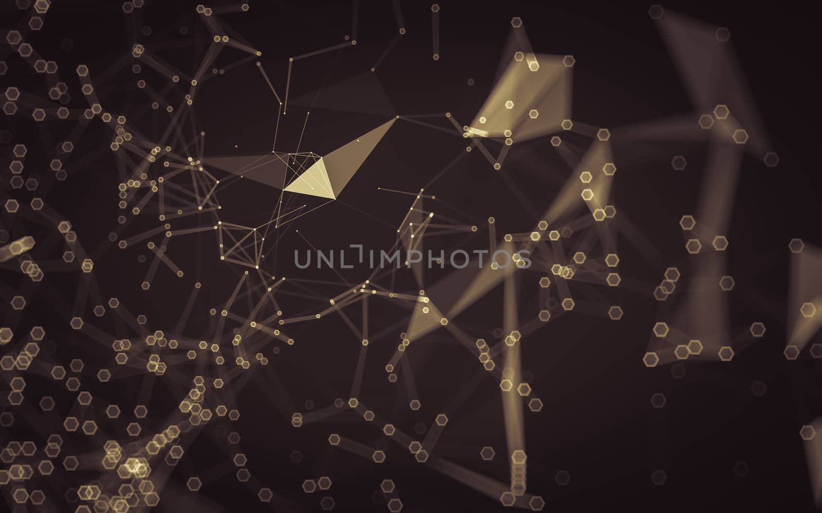 Abstract polygonal space low poly dark background, 3d rendering by teerawit