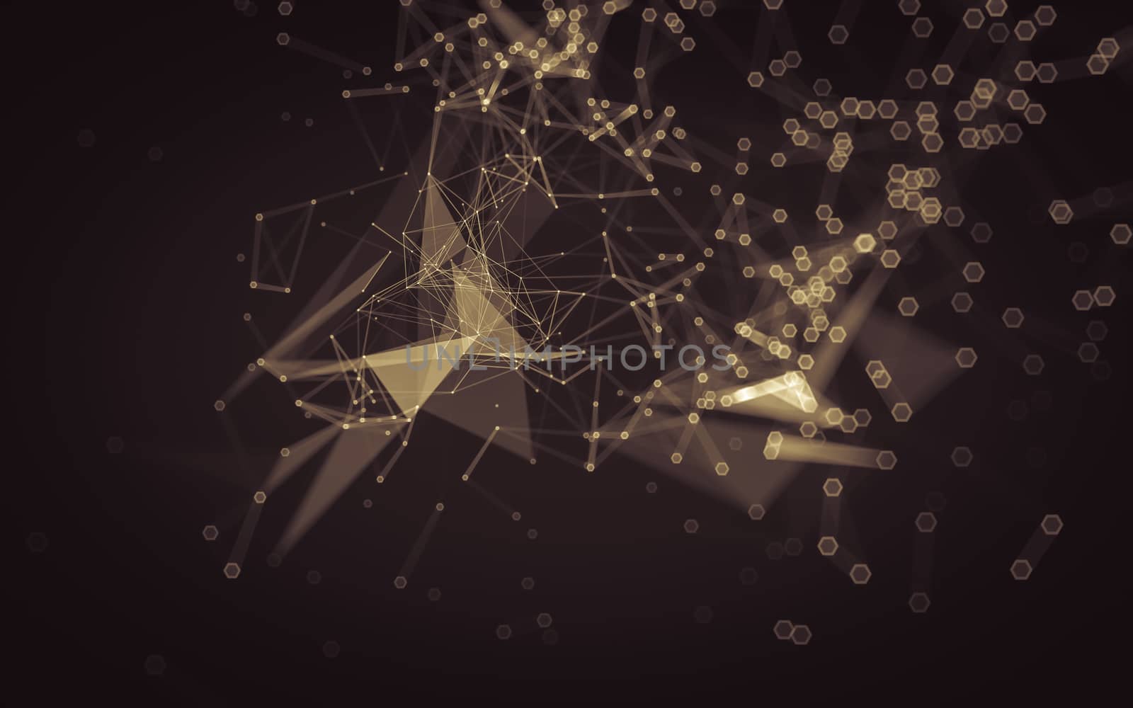 Abstract polygonal space low poly dark background with connecting dots and lines. Connection structure. 3d rendering