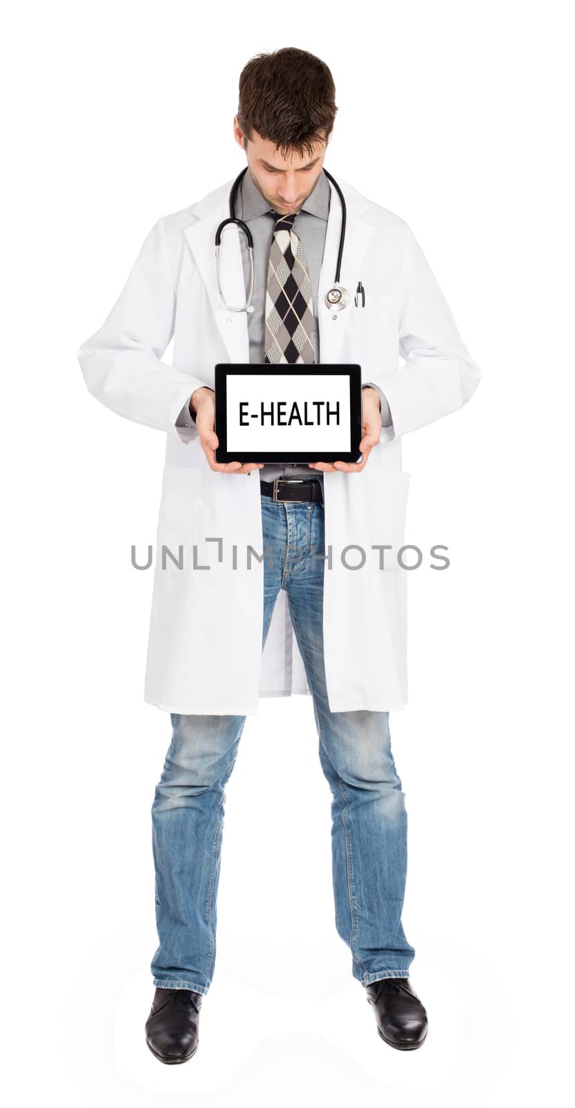 Doctor holding tablet - E-Health by michaklootwijk