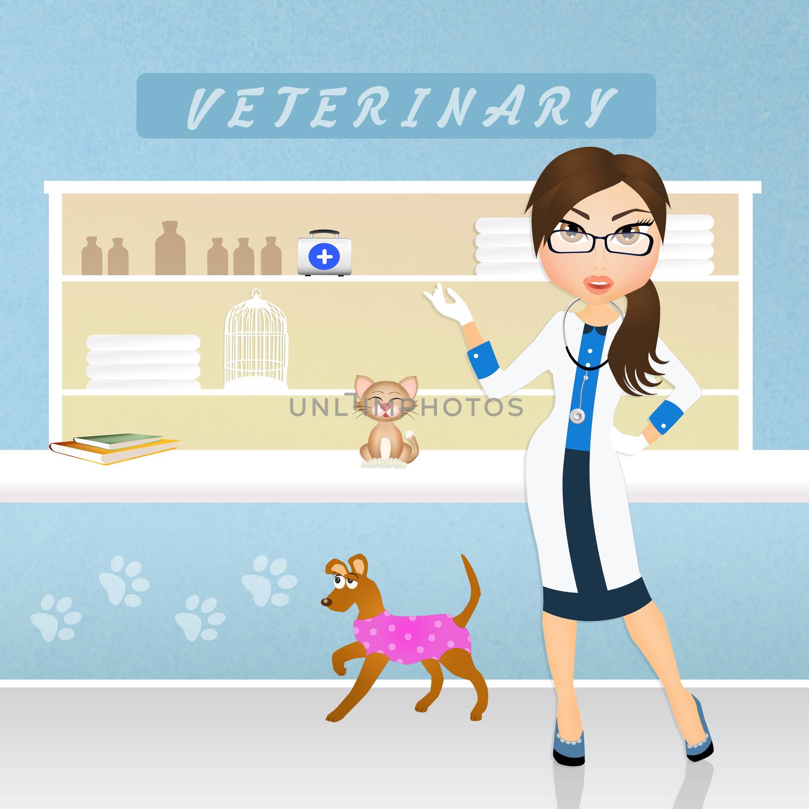 illustration of veterinary care animals