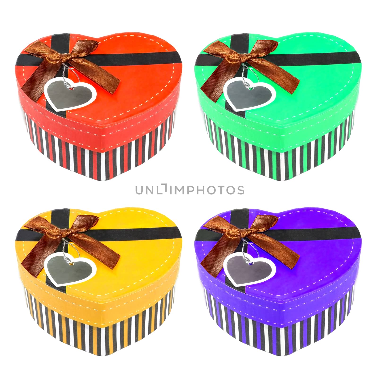 Set Heart shaped box on white background