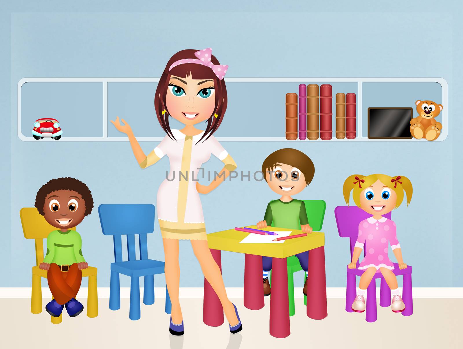 illustration of kindergarten teacher