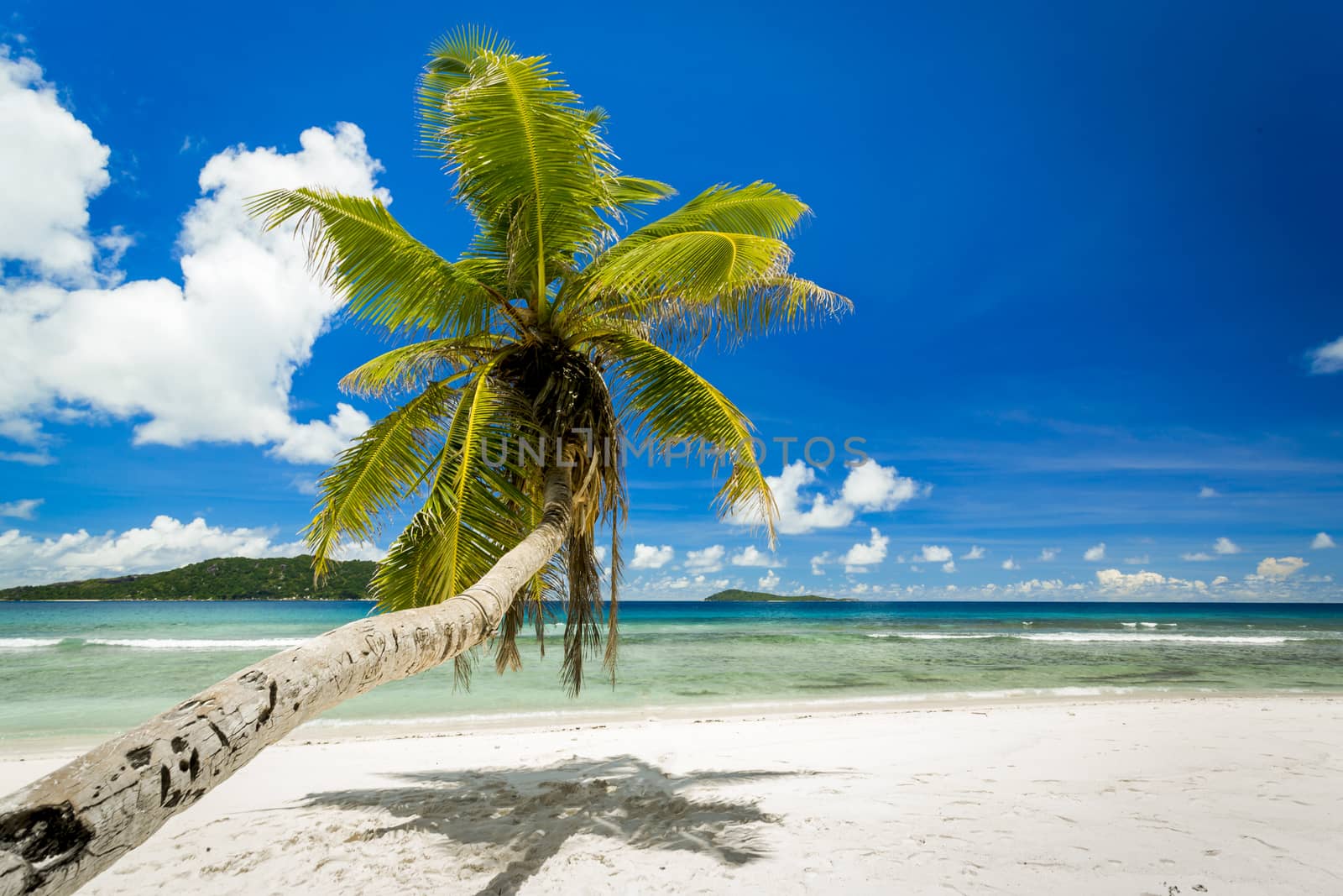 Beautiful view of a tropical beach in La Digue, Seychelles