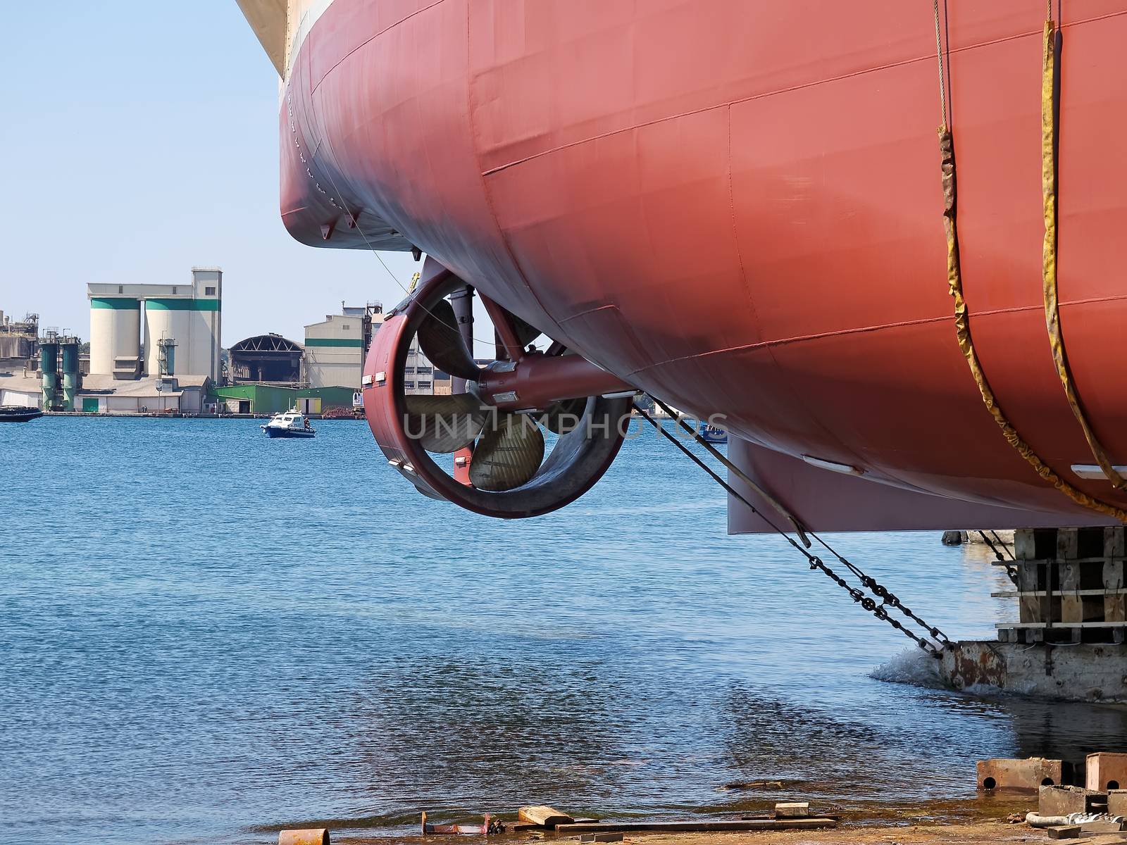 ship launching in shipyard