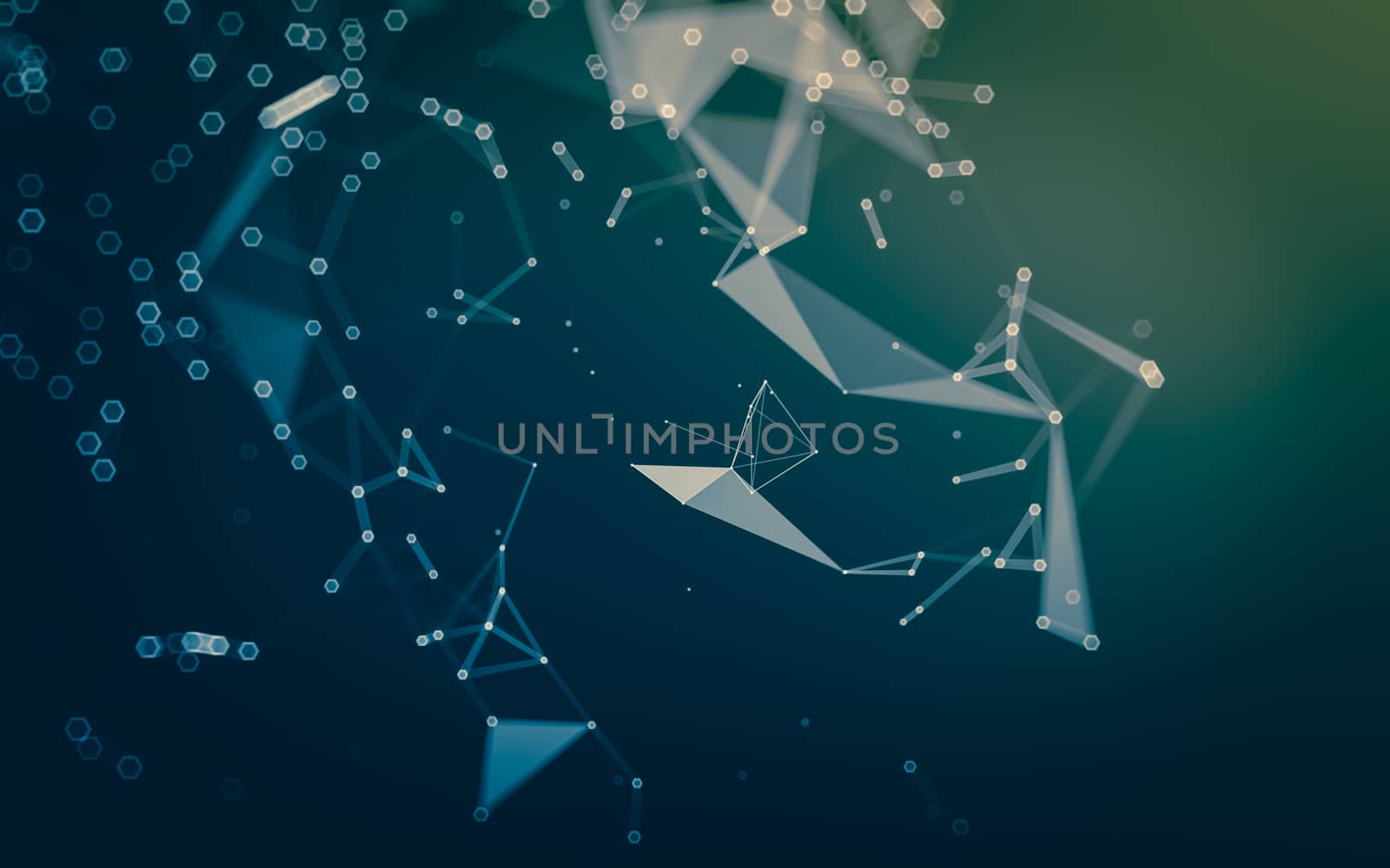 Abstract polygonal space low poly dark background with connecting dots and lines. Connection structure. 3d rendering