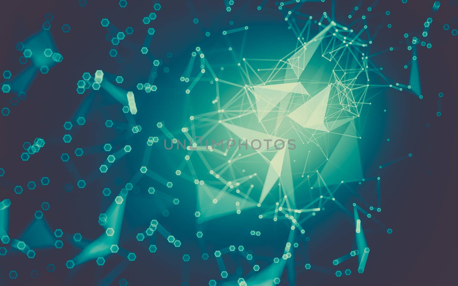 Abstract polygonal space low poly dark background with connecting dots and lines. Connection structure. 3d rendering