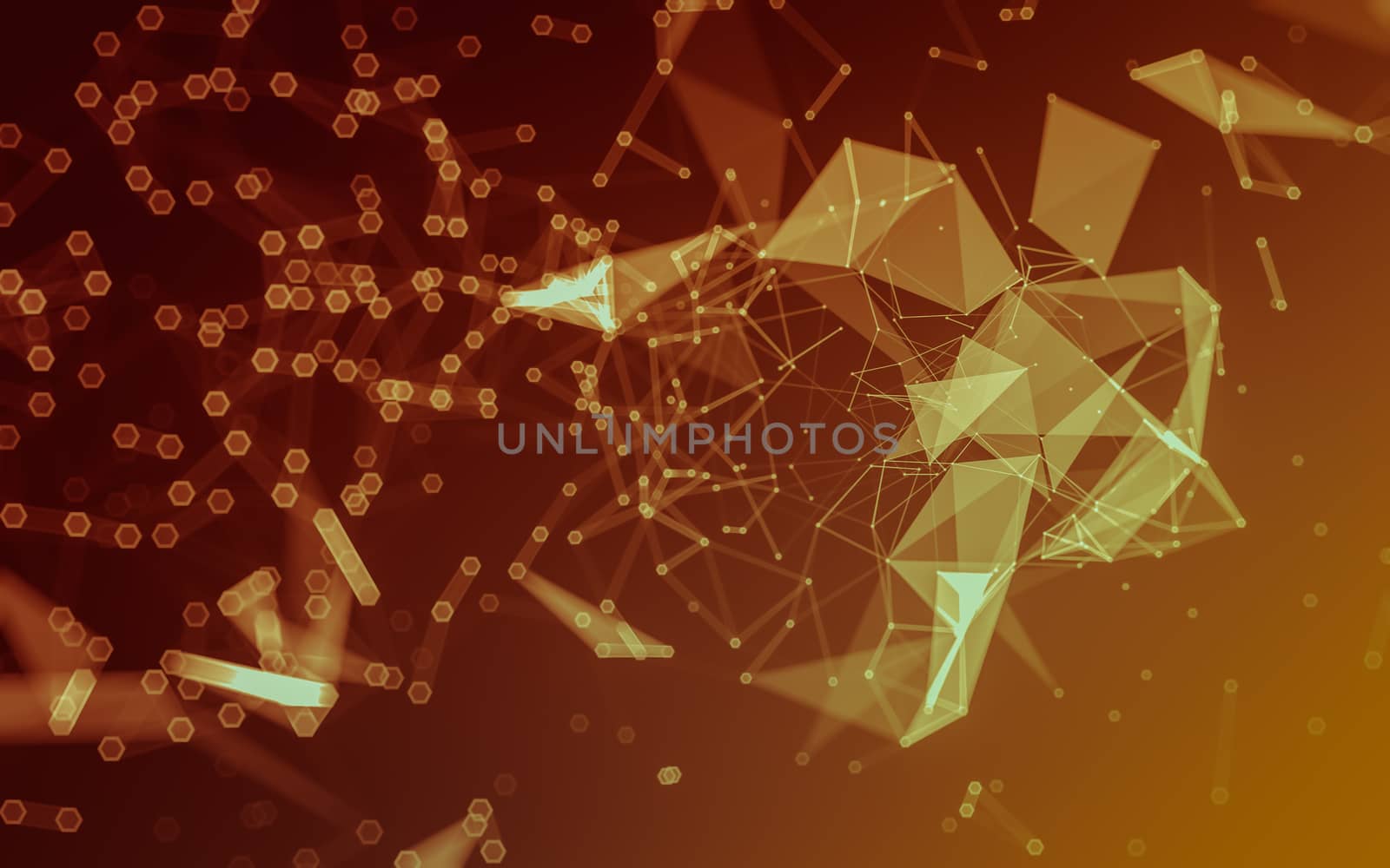 Abstract polygonal space low poly dark background with connecting dots and lines. Connection structure. 3d rendering