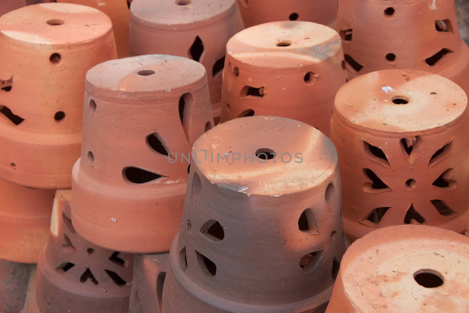 Ceramic pots with designs from Thailand.