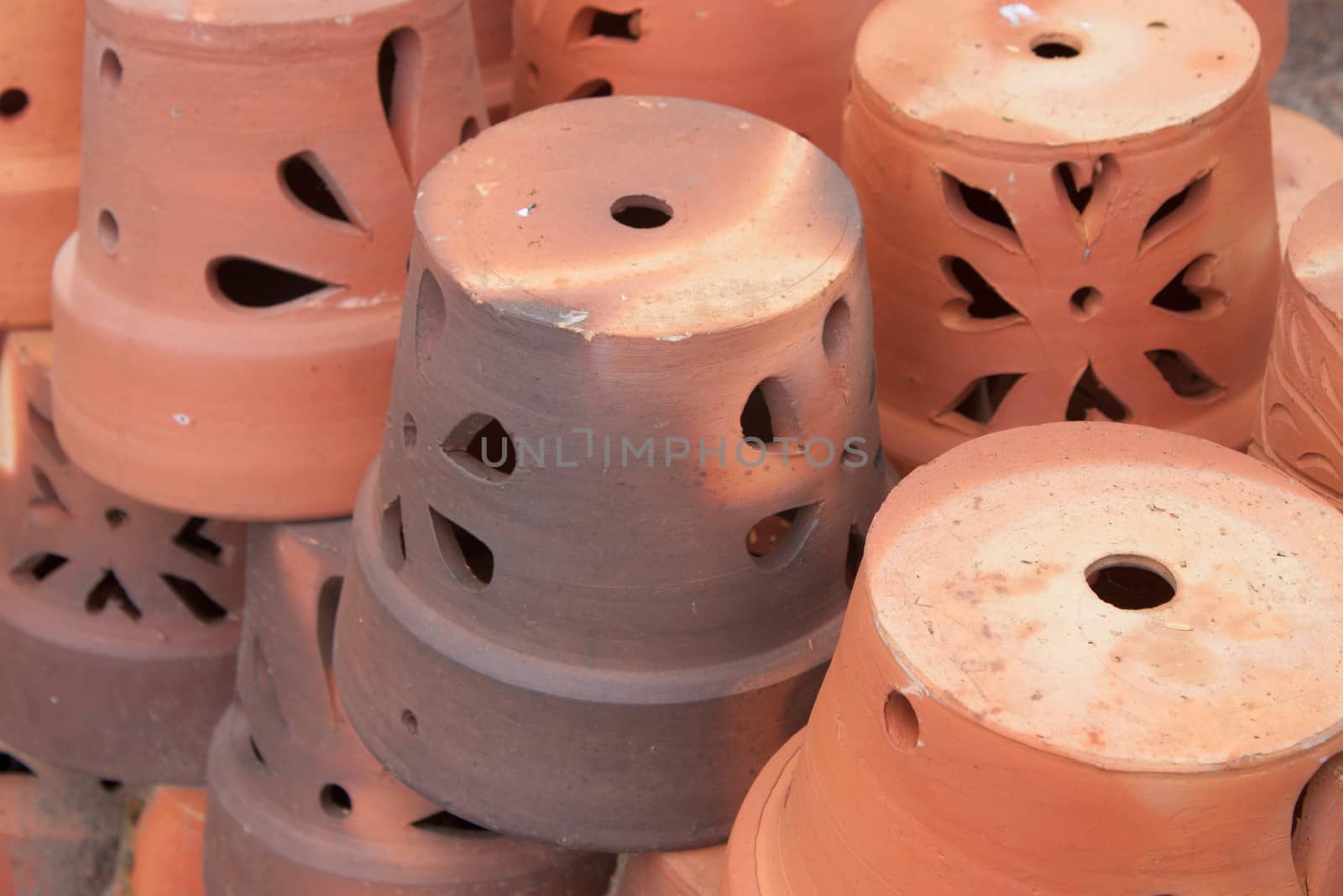 Ceramic pots with designs from Thailand.