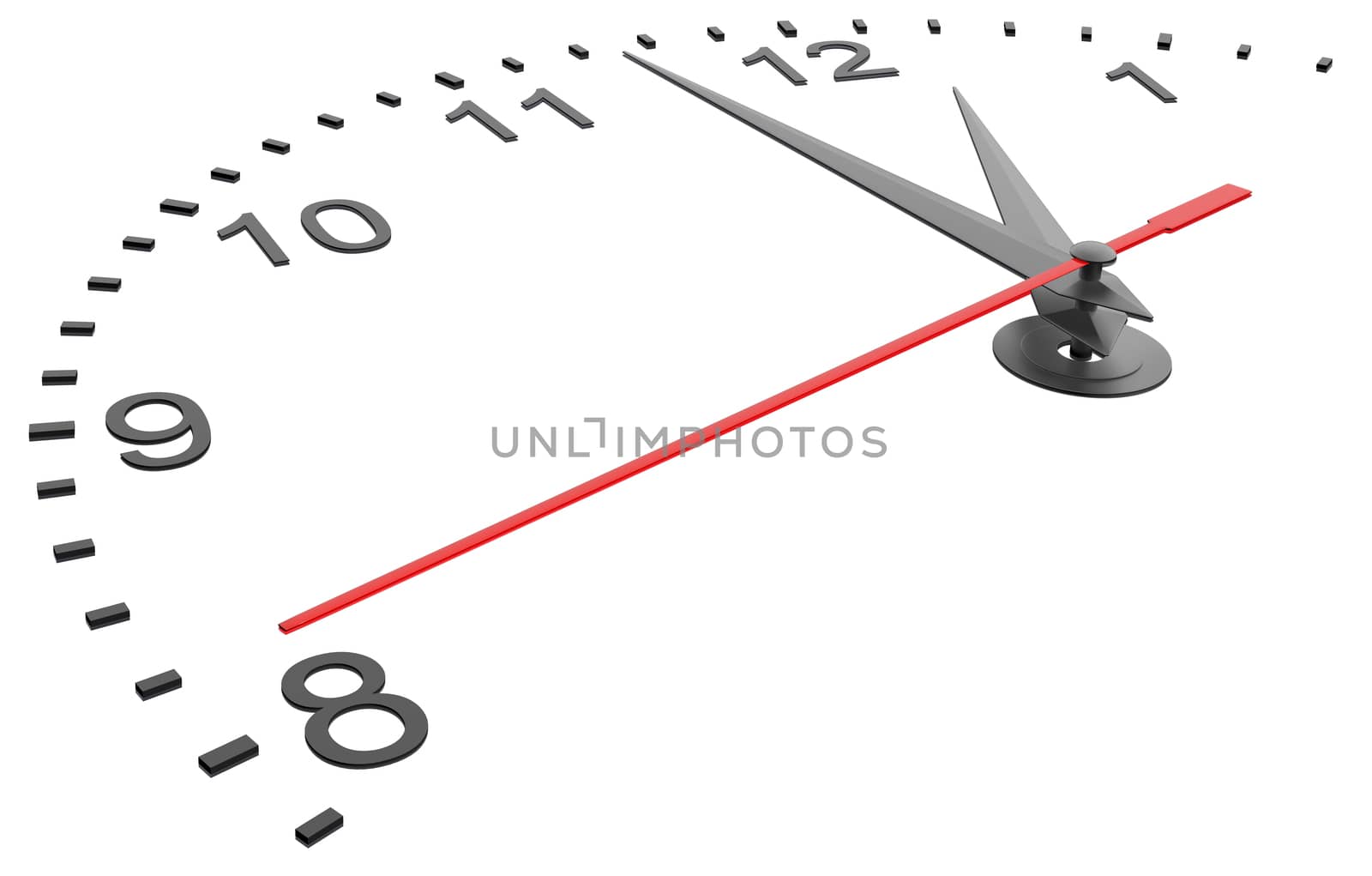 Clock face with numbers. Isolated 3D rendering on white background