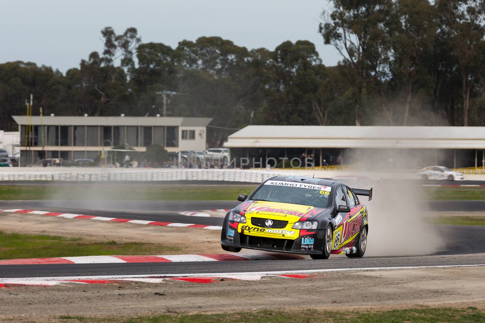 MELBOURNE, WINTON/AUSTRALIA, 20 MAY , 2016: Jack Sipps's Holdon Commodore sees air in the Kumho Tyre Australian V8 Touring Car Series, at Winton