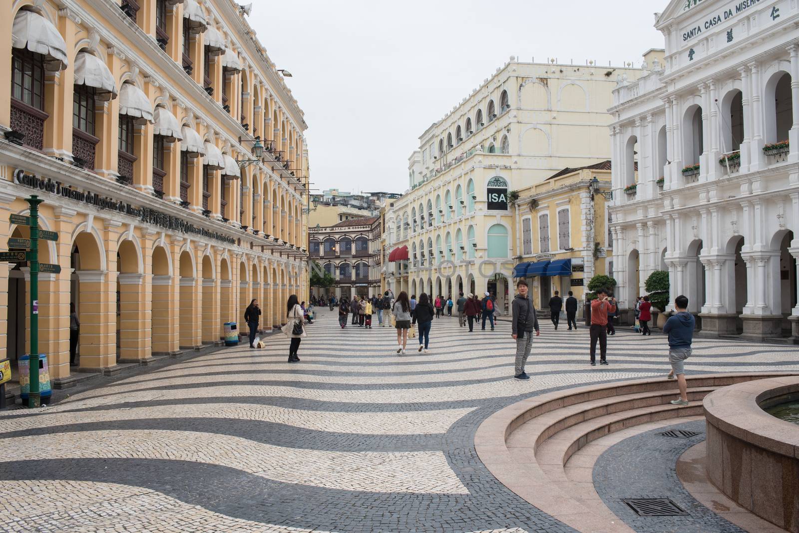 MACAU - March 14, 2016: Senado Square - The Historic Centre of Macau was inscribed on the UNESCO World Heritage List in 2005.
