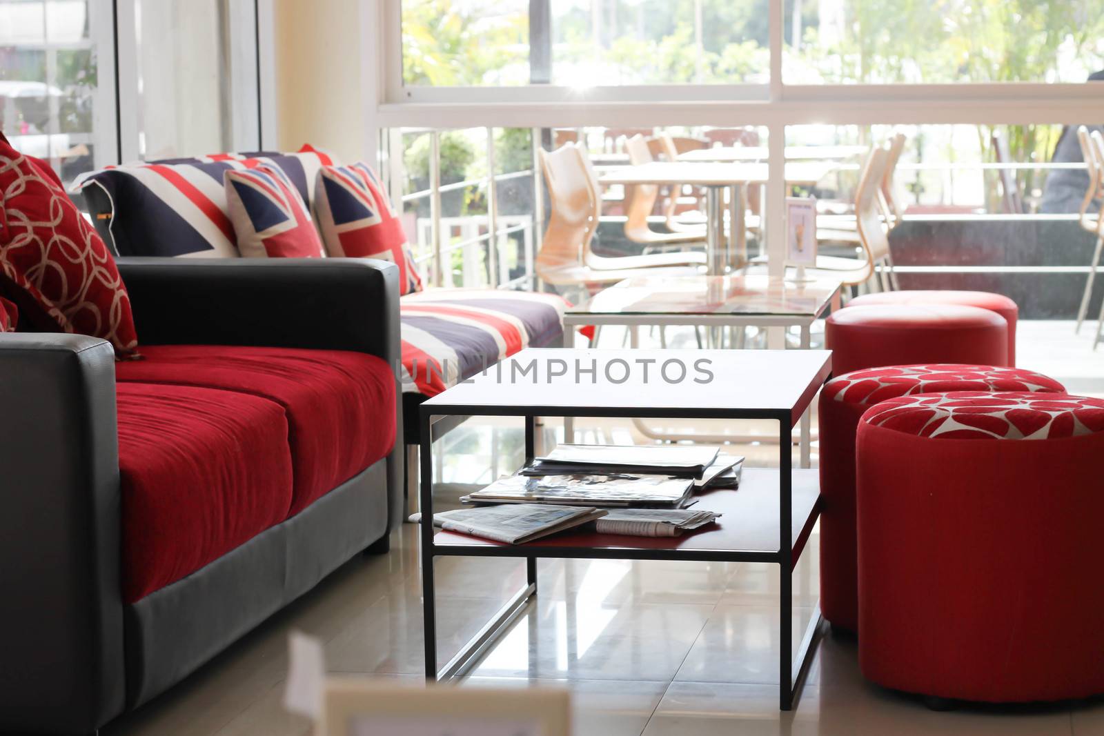  living room sofa red restaurant. by primzrider