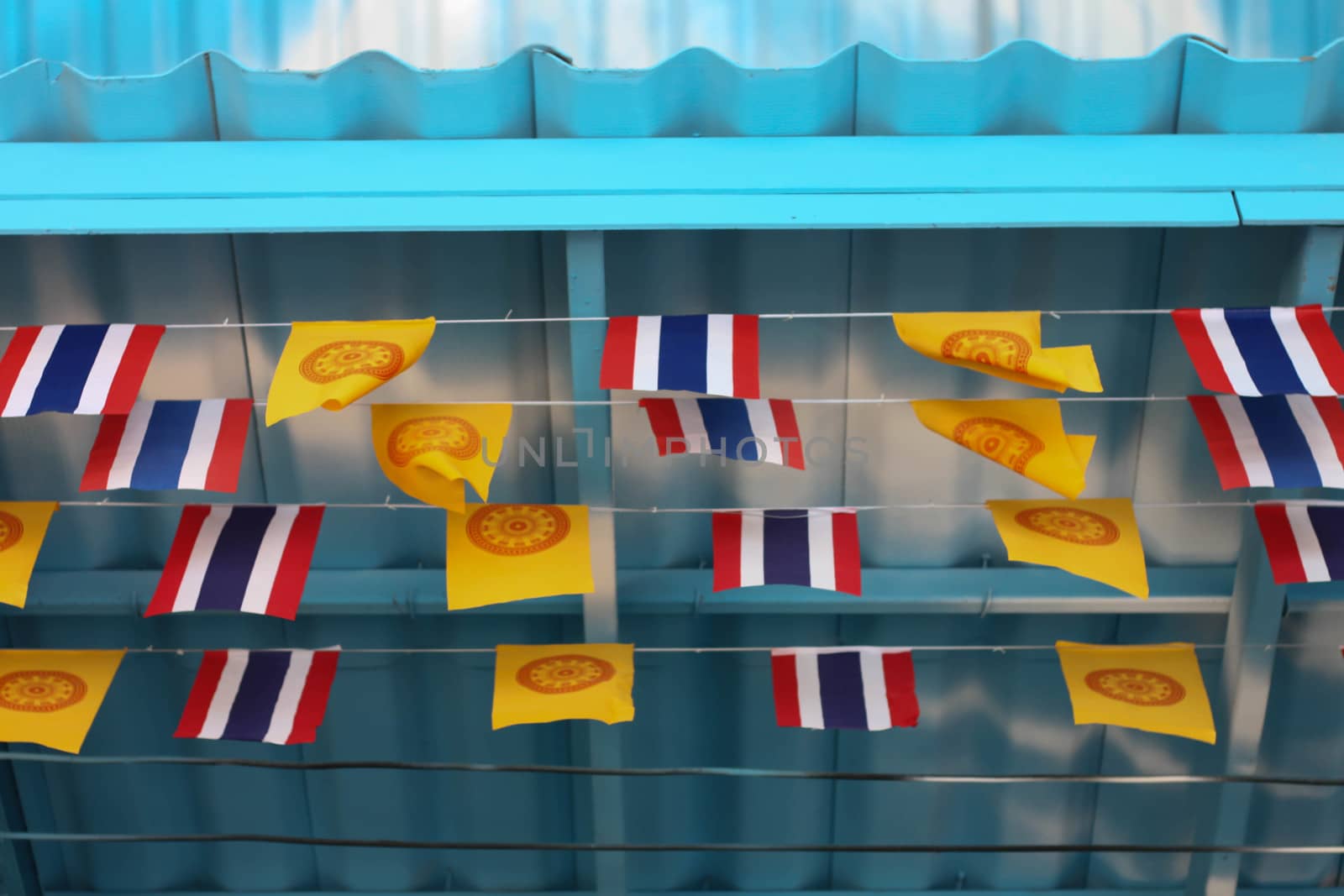 Thailand Buddhist flag In ceremony by primzrider