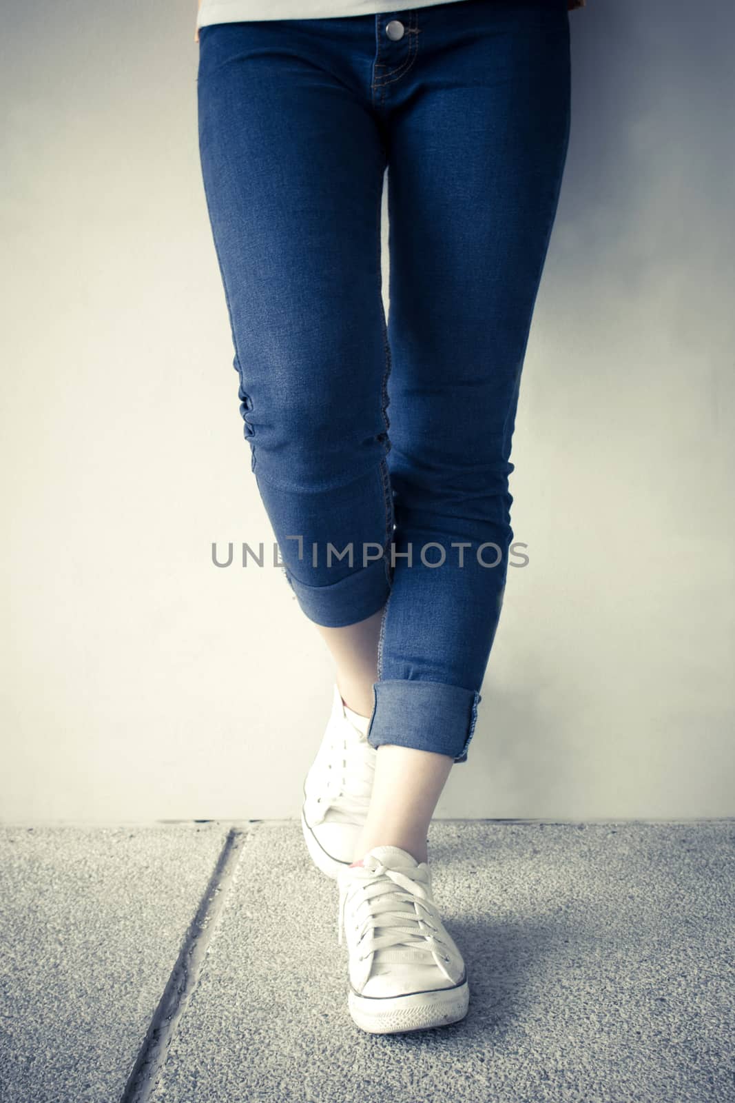 blue jeans and sneakers