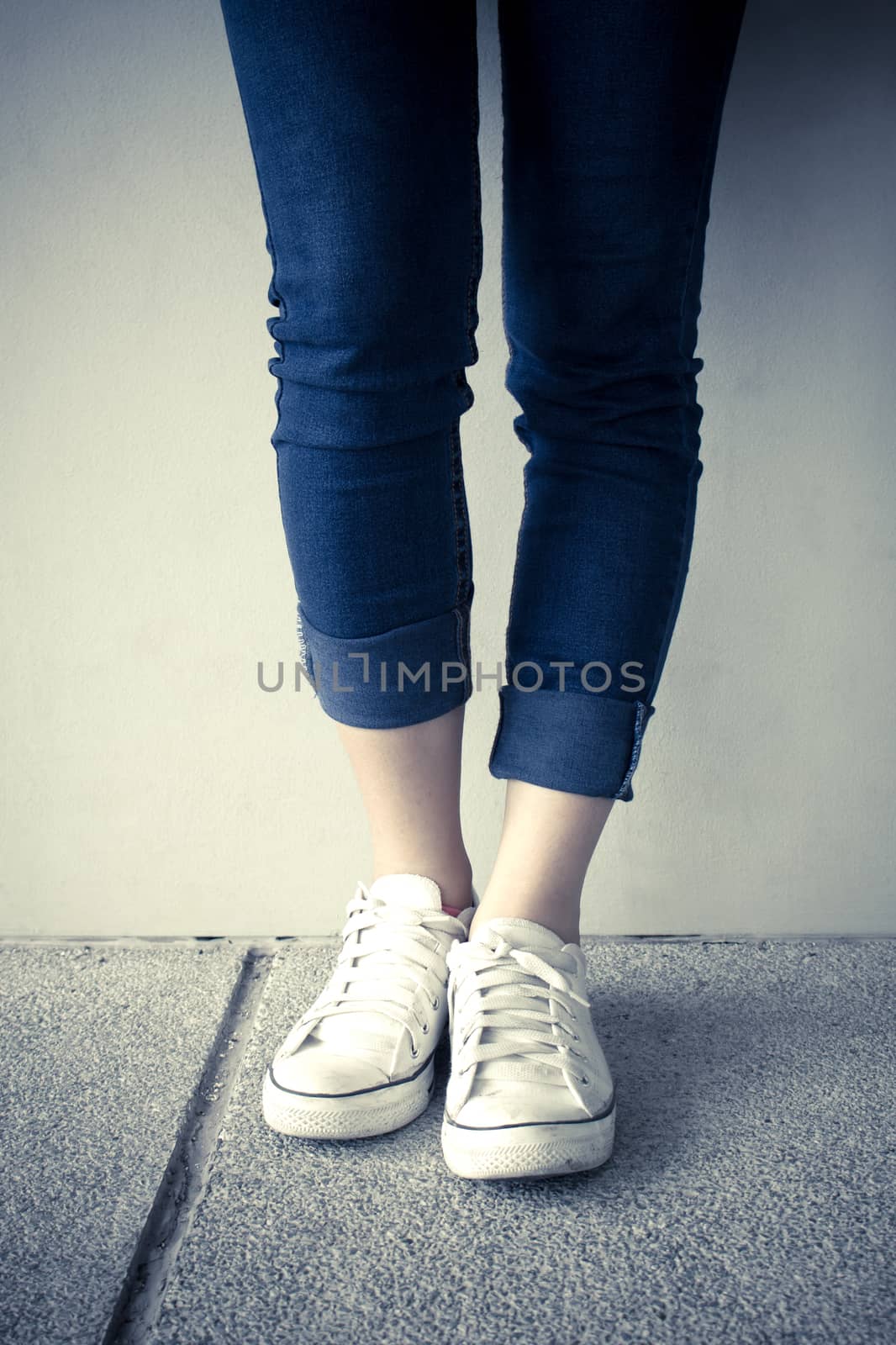 young woman with jeans