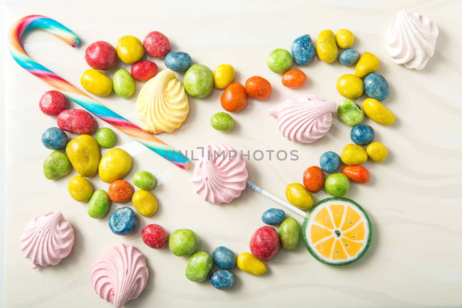 colorful fruity bean candy with different flavors