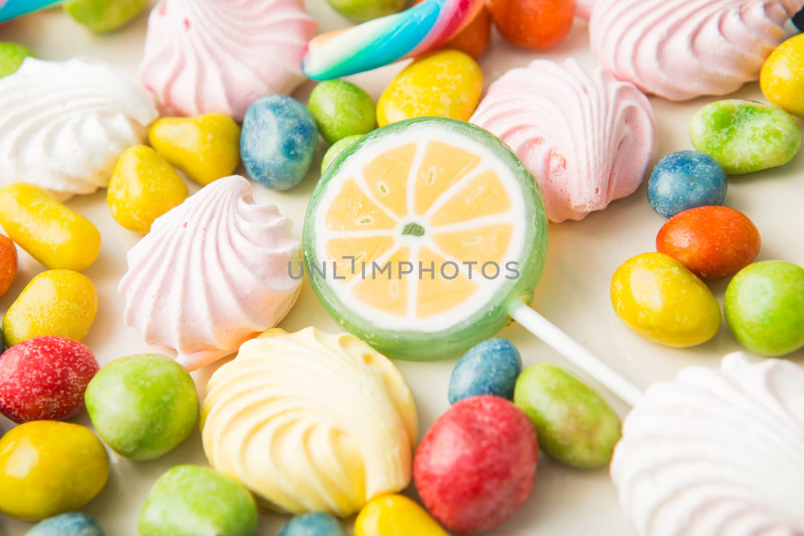 colorful fruity bean candy with different flavors