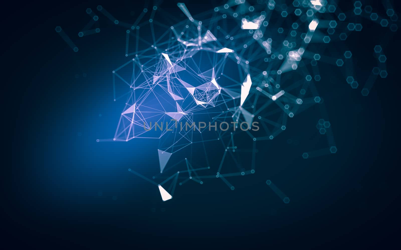 Abstract polygonal space low poly dark background with connecting dots and lines. Connection structure. 3d rendering